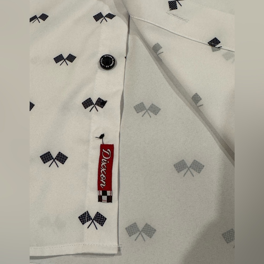 Dixxon Flannel Co Men White Shirt The Podium Racing Flag Short Sleeve Size Large - Picture 8 of 9